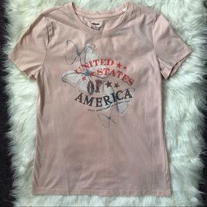 USA American flag Fourth of July light pink tee